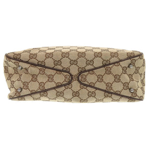 グッチ 113019 GGキャンバス レザー ベージュ ブラウン トートバッグ ハンドバッグ 0351【中古】GUCCI