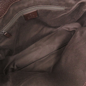 グッチ 113019 GGキャンバス レザー ベージュ ブラウン トートバッグ ハンドバッグ 0351【中古】GUCCI