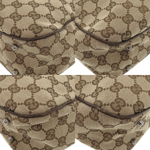 グッチ 113019 GGキャンバス レザー ベージュ ブラウン トートバッグ ハンドバッグ 0351【中古】GUCCI