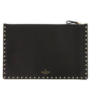 新品同様 ヴァレンティノ ガラヴァーニ ロックスタッズ UW2P0269VSH レザー ブラック クラッチバッグ 黒 0359【中古】Valentino Garavani