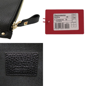 新品同様 ヴァレンティノ ガラヴァーニ ロックスタッズ UW2P0269VSH レザー ブラック クラッチバッグ 黒 0359【中古】Valentino Garavani