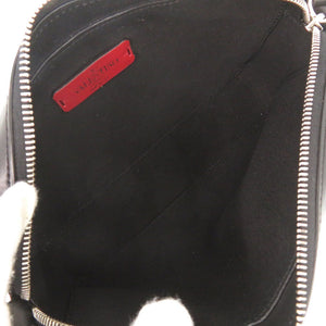 美品 ヴァレンティノ ガラヴァーニ レザー ブラック ショルダーバッグ 黒 0371【中古】Valentino Garavani