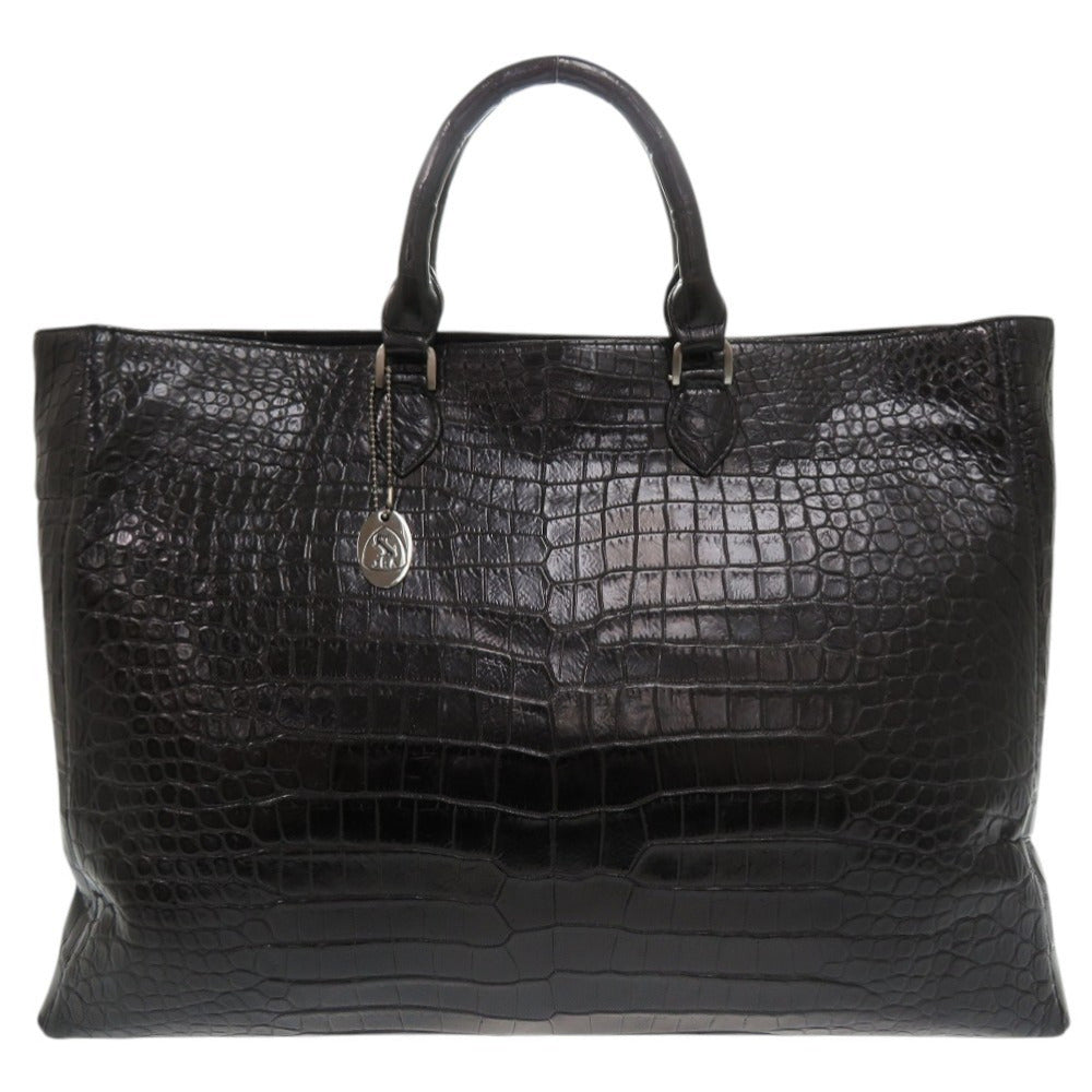 美品 JRA マットクロコ ブラック トートバッグ ハンドバッグ 黒 0383【中古】JRA