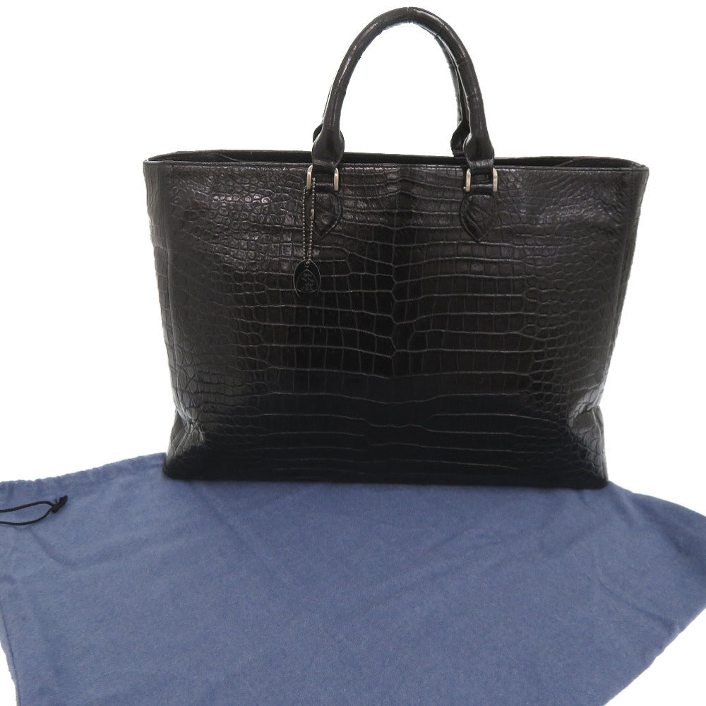 美品 JRA マットクロコ ブラック トートバッグ ハンドバッグ 黒 0383【中古】JRA