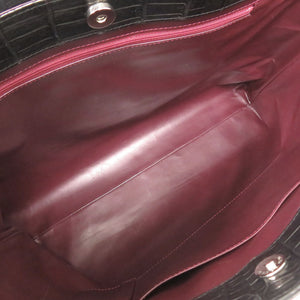 美品 JRA マットクロコ ブラック トートバッグ ハンドバッグ 黒 0383【中古】JRA