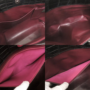 美品 JRA マットクロコ ブラック トートバッグ ハンドバッグ 黒 0383【中古】JRA