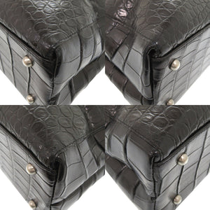 美品 JRA マットクロコ ブラック トートバッグ ハンドバッグ 黒 0383【中古】JRA