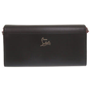 新品同様 クリスチャンルブタン レザー ブラック ショルダーウォレット 長財布 黒 0408【中古】Christian Louboutin