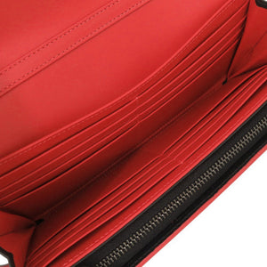 新品同様 クリスチャンルブタン レザー ブラック ショルダーウォレット 長財布 黒 0408【中古】Christian Louboutin