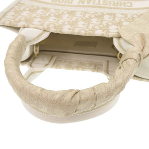 新品同様 クリスチャンディオール オブリーク ブックトート スモール キャンバス レザー ホワイト ゴールド 0416【中古】Christian Dior