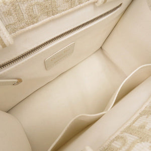 新品同様 クリスチャンディオール オブリーク ブックトート スモール キャンバス レザー ホワイト ゴールド 0416【中古】Christian Dior