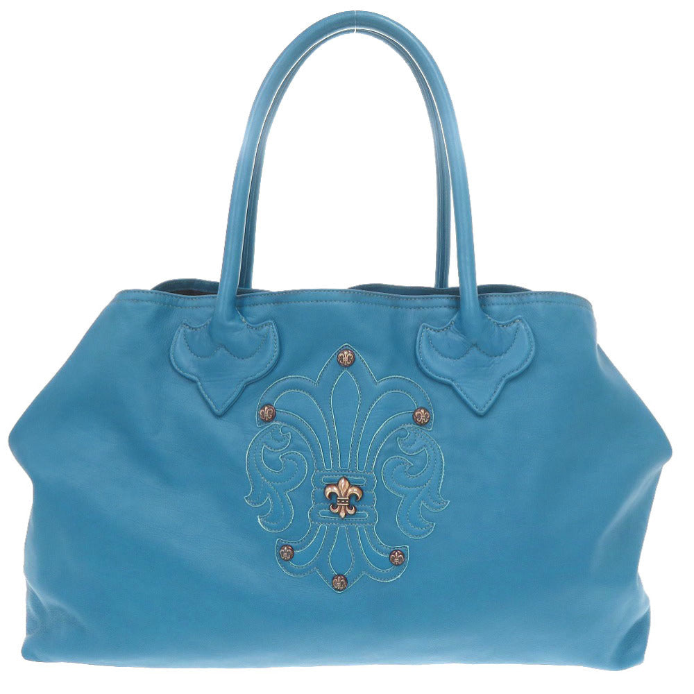 美品 クロムハーツ BSフレア レザー シルバー925 ブルー トートバッグ 青 0423【中古】CHROME HEARTS メンズ