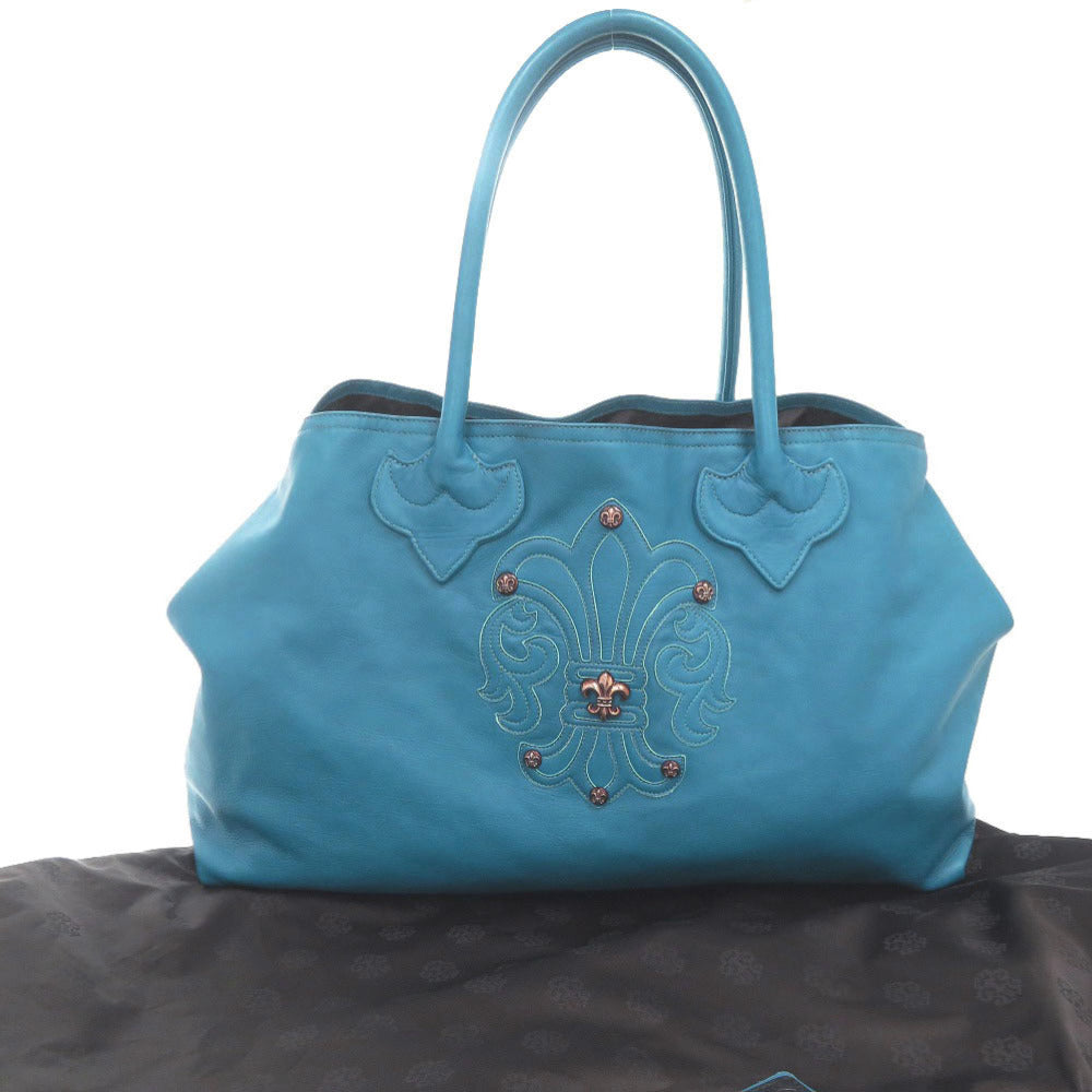 美品 クロムハーツ BSフレア レザー シルバー925 ブルー トートバッグ 青 0423【中古】CHROME HEARTS メンズ