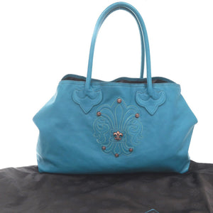 美品 クロムハーツ BSフレア レザー シルバー925 ブルー トートバッグ 青 0423【中古】CHROME HEARTS メンズ