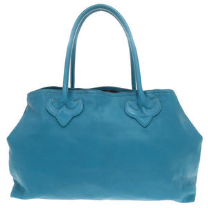 美品 クロムハーツ BSフレア レザー シルバー925 ブルー トートバッグ 青 0423【中古】CHROME HEARTS メンズ