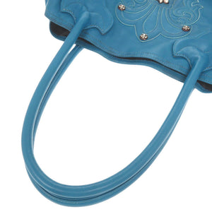 美品 クロムハーツ BSフレア レザー シルバー925 ブルー トートバッグ 青 0423【中古】CHROME HEARTS メンズ