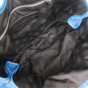 美品 クロムハーツ BSフレア レザー シルバー925 ブルー トートバッグ 青 0423【中古】CHROME HEARTS メンズ