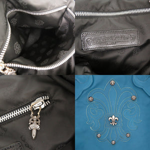 美品 クロムハーツ BSフレア レザー シルバー925 ブルー トートバッグ 青 0423【中古】CHROME HEARTS メンズ