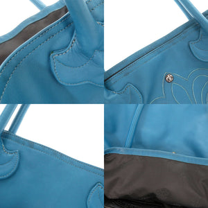 美品 クロムハーツ BSフレア レザー シルバー925 ブルー トートバッグ 青 0423【中古】CHROME HEARTS メンズ