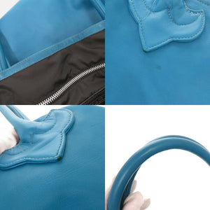 美品 クロムハーツ BSフレア レザー シルバー925 ブルー トートバッグ 青 0423【中古】CHROME HEARTS メンズ