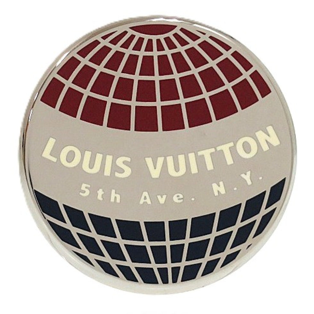 美品 ルイ ヴィトン 5th Ave. N.Y サークル メタル シルバー LV ブローチ 0428【中古】LOUIS VUITTON