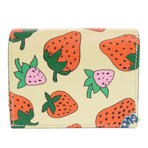 未使用品 グッチ ズゥミ ストロベリー 570660 レザー アイボリー 二つ折り財布 チェーンウォレット 0434【中古】GUCCI