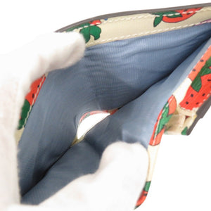 未使用品 グッチ ズゥミ ストロベリー 570660 レザー アイボリー 二つ折り財布 チェーンウォレット 0434【中古】GUCCI