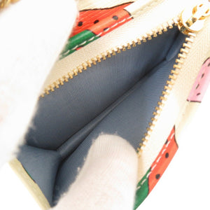 未使用品 グッチ ズゥミ ストロベリー 570660 レザー アイボリー 二つ折り財布 チェーンウォレット 0434【中古】GUCCI