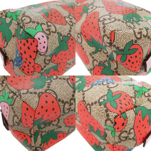 新品同様 グッチ GGスプリーム ストロベリーモチーフ 576217 ポーチ レザー マルチカラー コスメポーチ バッグ 0435【中古】GUCCI