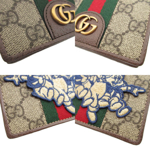 新品同様 グッチ ディズニーコラボ 三匹の子豚 557801 GGスプリーム レザー ベージュ ブラウン 茶 2つ折り財布 財布 0436【中古】GUCCI