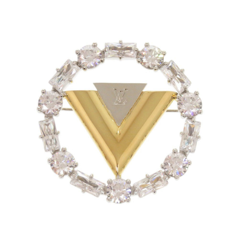 新品同様 ルイ ヴィトン ブローチ V フォー ヴィトン M02263 メタル ラインストーン シルバー ゴールド ブローチ LV 0437【中古】LOUIS VUITTON