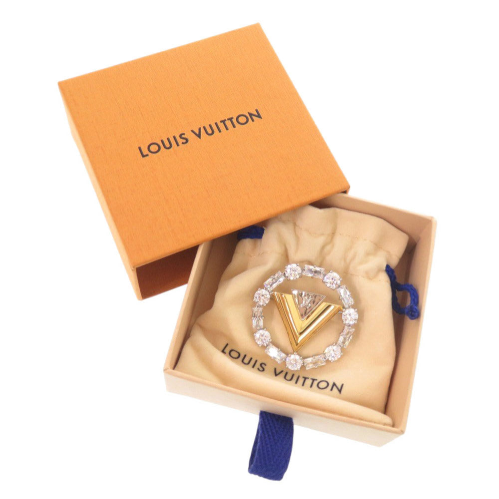 新品同様 ルイ ヴィトン ブローチ V フォー ヴィトン M02263 メタル ラインストーン シルバー ゴールド ブローチ LV 0437【中古】LOUIS VUITTON