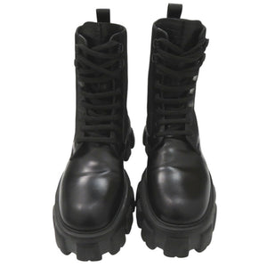 美品 プラダ モノリス Re-NYLON コンバットブーツ ナイロン レザー ブラック 0438【中古】PRADA