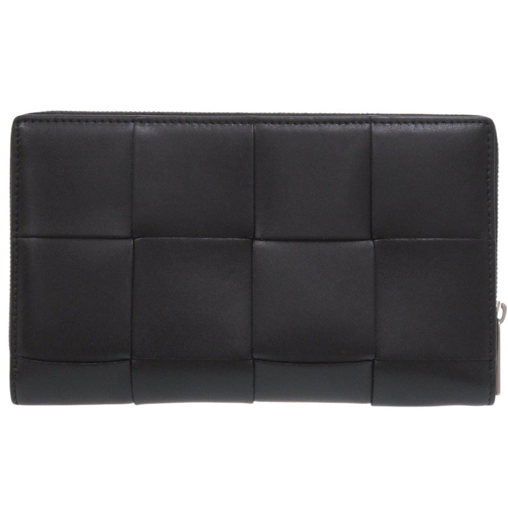 新品同様 ボッテガヴェネタ ラウンドファスナー レザー ブラック 長財布 黒 0439【中古】BOTTEGAVENETA