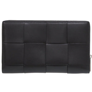 新品同様 ボッテガヴェネタ ラウンドファスナー レザー ブラック 長財布 黒 0439【中古】BOTTEGAVENETA