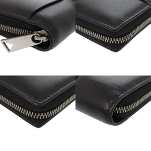 新品同様 ボッテガヴェネタ ラウンドファスナー レザー ブラック 長財布 黒 0439【中古】BOTTEGAVENETA