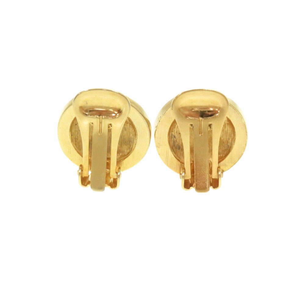 美品 セリーヌ マカダム メタル ラインストーン ゴールド イヤリング 0441【中古】CELINE