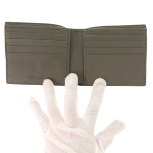 未使用品 ボッテガヴェネタ イントレチャート レザー グレー 二つ折り財布 札入れ 0447【中古】BOTTEGAVENETA