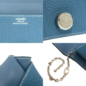 美品 エルメス ドゴン トゴ ブルージーン シルバー金具 □G刻印 青 コインケース 財布 0449【中古】HERMES