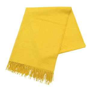 新品同様 エルメス ロゴ刺繡 カシミヤ イエロー マフラー 黄 0452【中古】HERMES