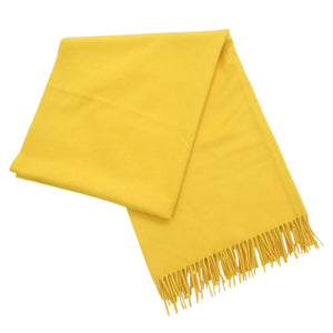 新品同様 エルメス ロゴ刺繡 カシミヤ イエロー マフラー 黄 0452【中古】HERMES