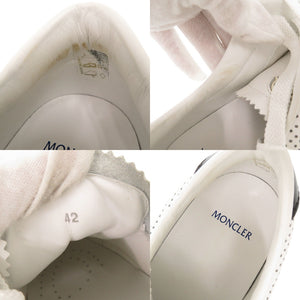 未使用品 モンクレール NEW MONACO ニューモナコ パンチング サイズ42 レザー ホワイト ブラック スニーカー 0480【中古】MONCLER メンズ