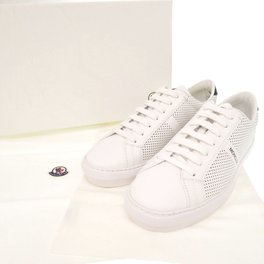 未使用品 モンクレール NEW MONACO ニューモナコ パンチング サイズ42 レザー ホワイト ブラック スニーカー 0480【中古】MONCLER メンズ
