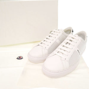 未使用品 モンクレール NEW MONACO ニューモナコ パンチング サイズ42 レザー ホワイト ブラック スニーカー 0480【中古】MONCLER メンズ