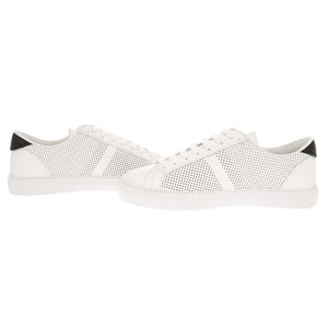 未使用品 モンクレール NEW MONACO ニューモナコ パンチング サイズ42 レザー ホワイト ブラック スニーカー 0480【中古】MONCLER メンズ