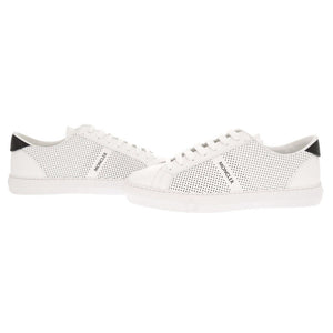 未使用品 モンクレール NEW MONACO ニューモナコ パンチング サイズ42 レザー ホワイト ブラック スニーカー 0480【中古】MONCLER メンズ