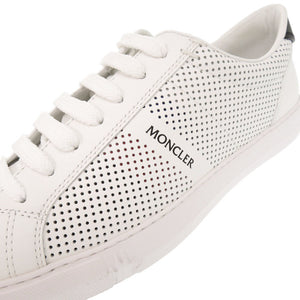 未使用品 モンクレール NEW MONACO ニューモナコ パンチング サイズ42 レザー ホワイト ブラック スニーカー 0480【中古】MONCLER メンズ