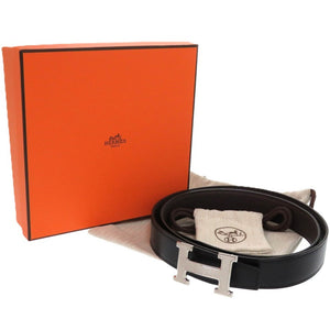 新品同様 エルメス Hギヨシェ リバーシブル コンスタンスH レザー ブラック B刻印 黒 ベルト 0487【中古】HERMES