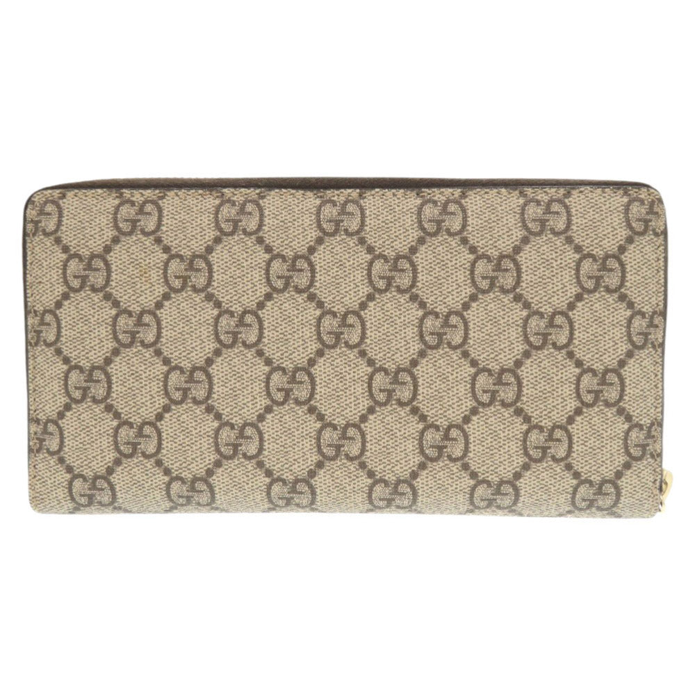 美品 グッチ GGスプリーム 307982 ベージュ ラウンドファスナー 長財布 0498【中古】GUCCI