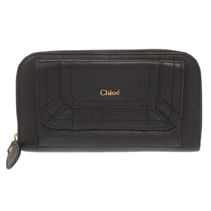 美品 クロエ パラティ レザー ブラック ラウンドファスナー 長財布 黒 0503【中古】Chloe